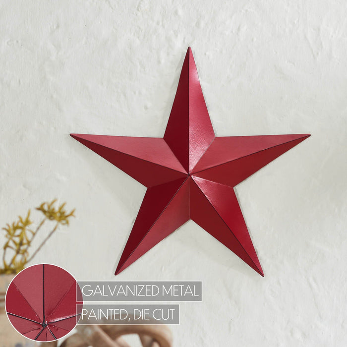 18" Satin Burgundy Metal Barn Star - Primitive Star Quilt Shop