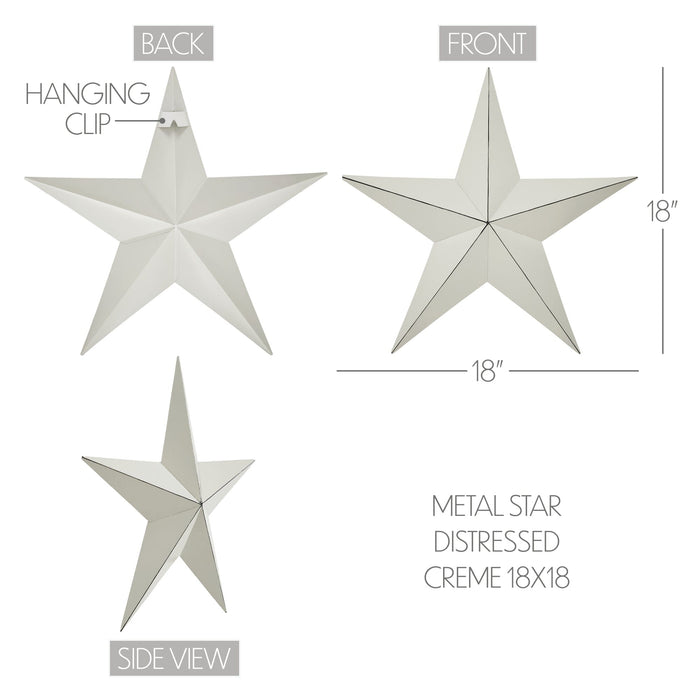 18" Satin Creme Metal Barn Star - Primitive Star Quilt Shop