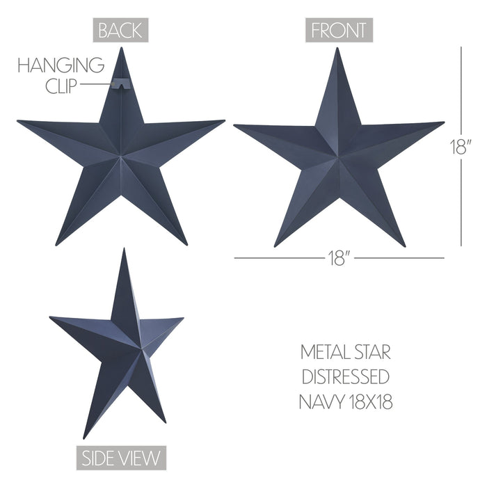 18" Satin Navy Metal Barn Star - Primitive Star Quilt Shop