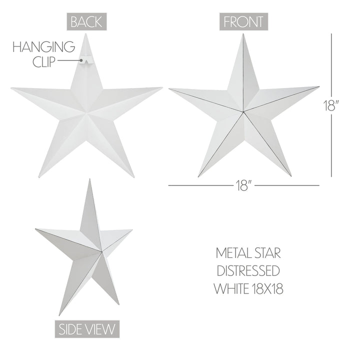 18" Satin White Metal Barn Star - Primitive Star Quilt Shop
