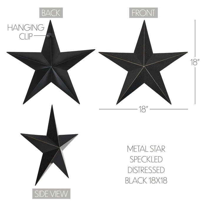 18" Speckled Black Barn Star - Primitive Star Quilt Shop