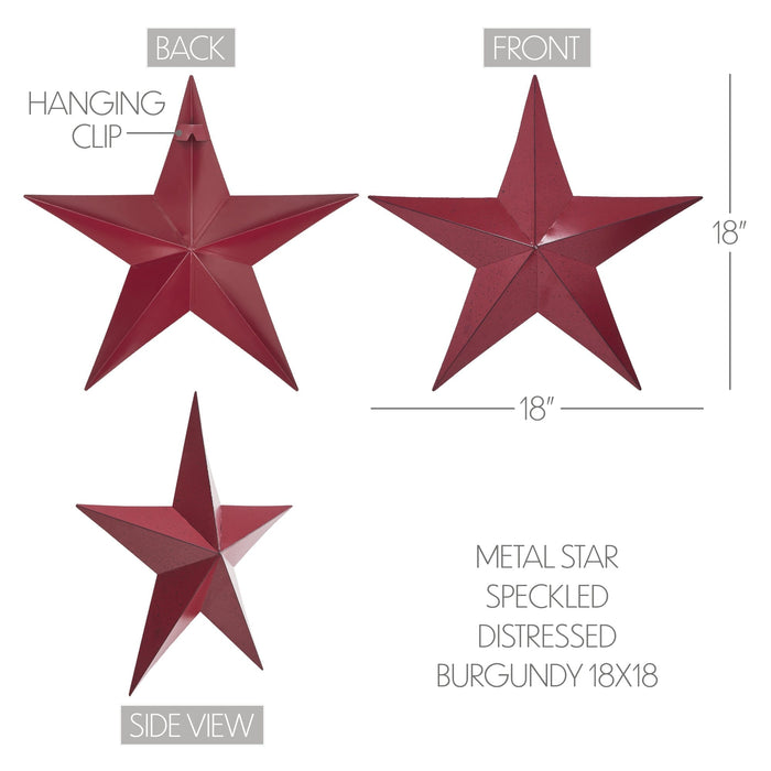 18" Speckled Cranberry Barn Star - Primitive Star Quilt Shop