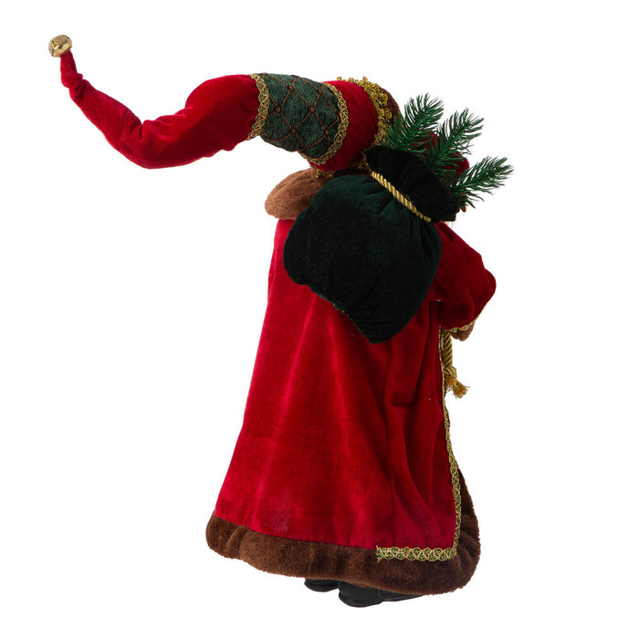 18"H Christmas Santa Claus Figurine With Traditional Red Velvet Suit