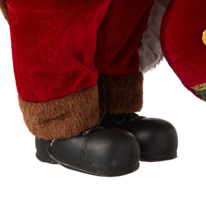 18"H Christmas Santa Claus Figurine With Traditional Red Velvet Suit