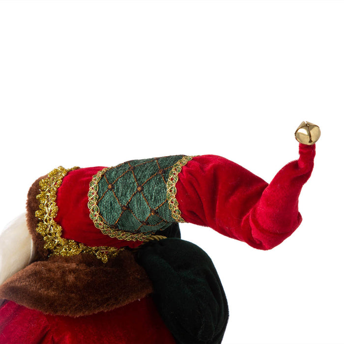 18"H Christmas Santa Claus Figurine With Traditional Red Velvet Suit