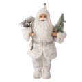 18"H Christmas Santa Figurine With White Faux Fur Suit