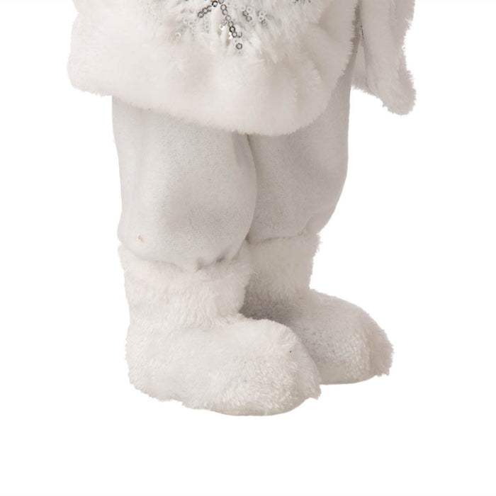 18"H Christmas Santa Figurine With White Faux Fur Suit