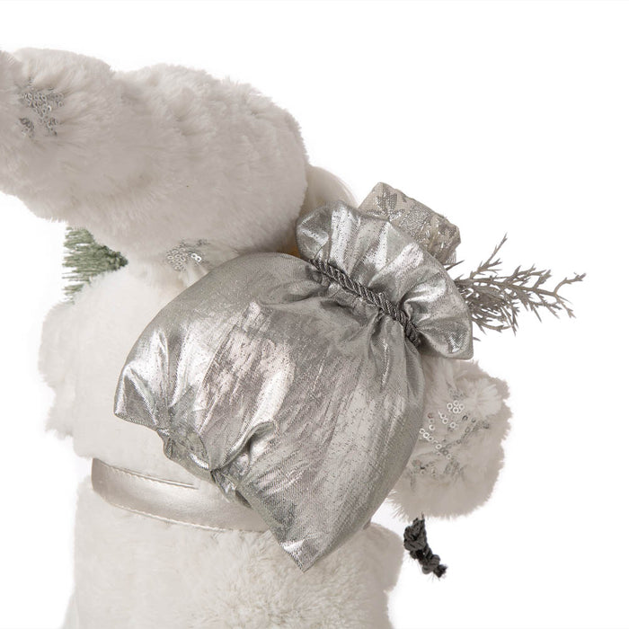18"H Christmas Santa Figurine With White Faux Fur Suit