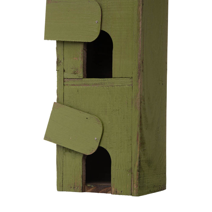 18"H Green Distressed Solid Wood Window Shutters Birdhouse