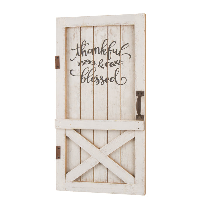 18"H White Wooden Thanksgiving Barn Door Wall Decor or Standing Decor
