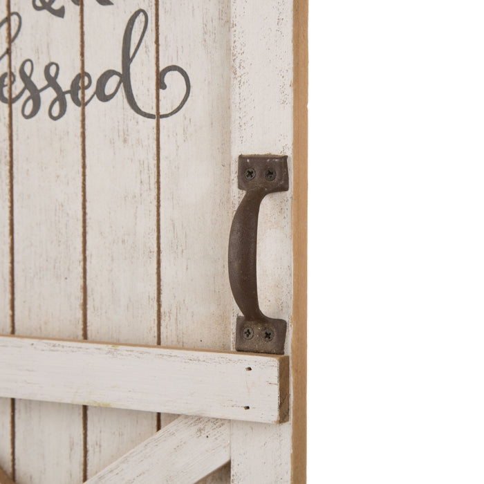 18"H White Wooden Thanksgiving Barn Door Wall Decor or Standing Decor