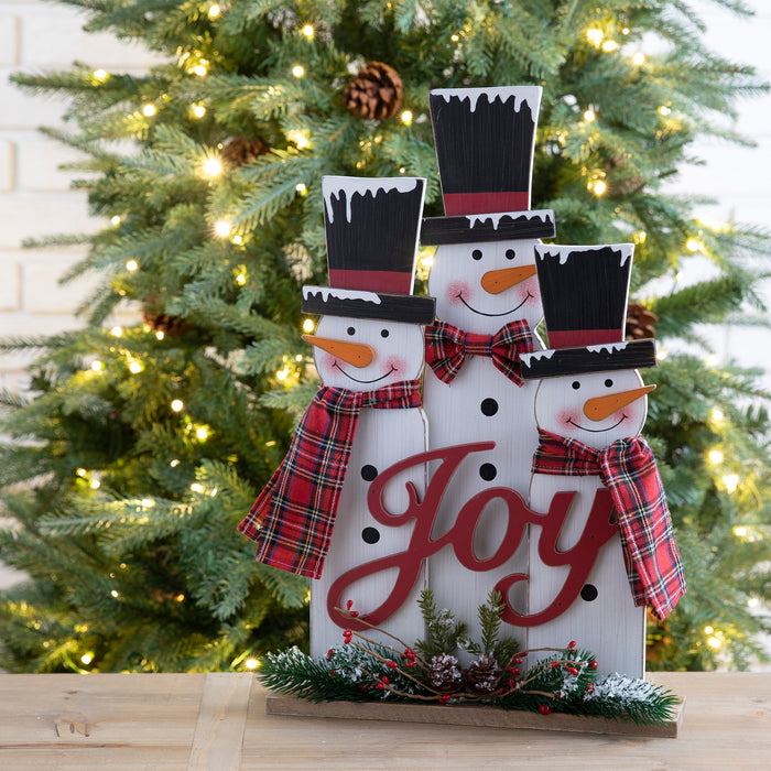 18"H Wooden Snowman Family Table or Standing Decor