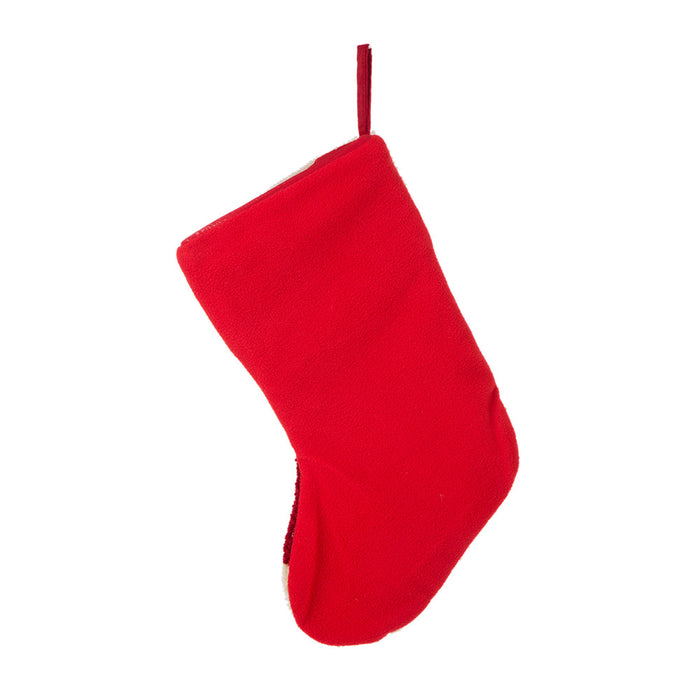 19" Handmade Hooked Dog Christmas Stocking