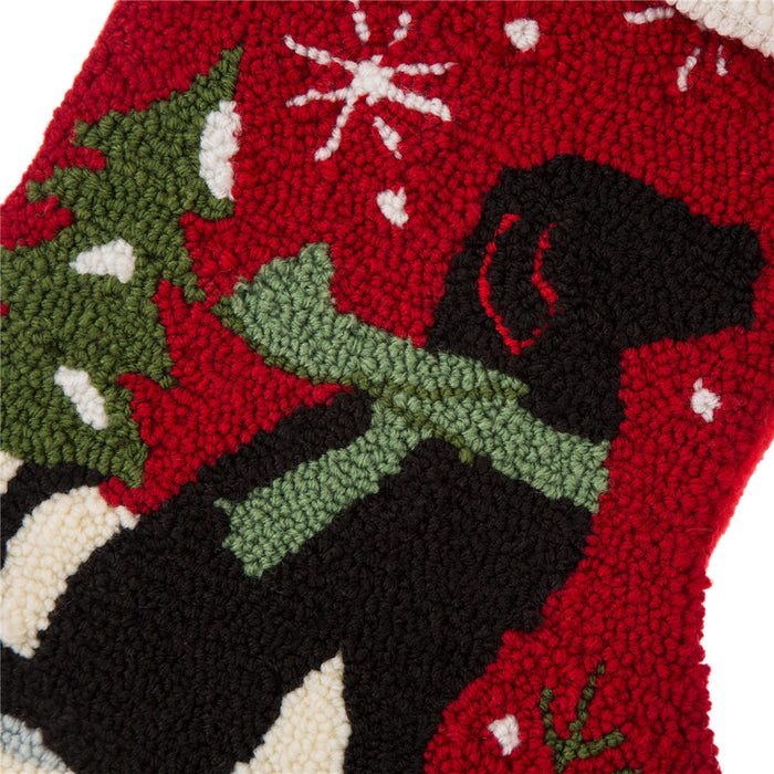 19" Handmade Hooked Dog Christmas Stocking