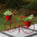 19"H Hand Painted Red Metal Bicycle Plant Stand