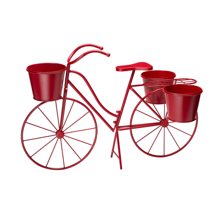 19"H Hand Painted Red Metal Bicycle Plant Stand