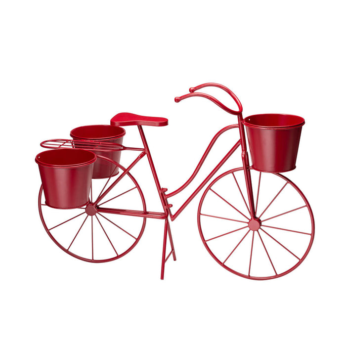 19"H Hand Painted Red Metal Bicycle Plant Stand