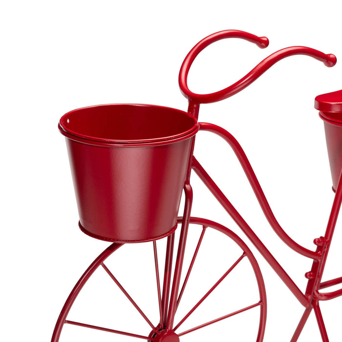 19"H Hand Painted Red Metal Bicycle Plant Stand
