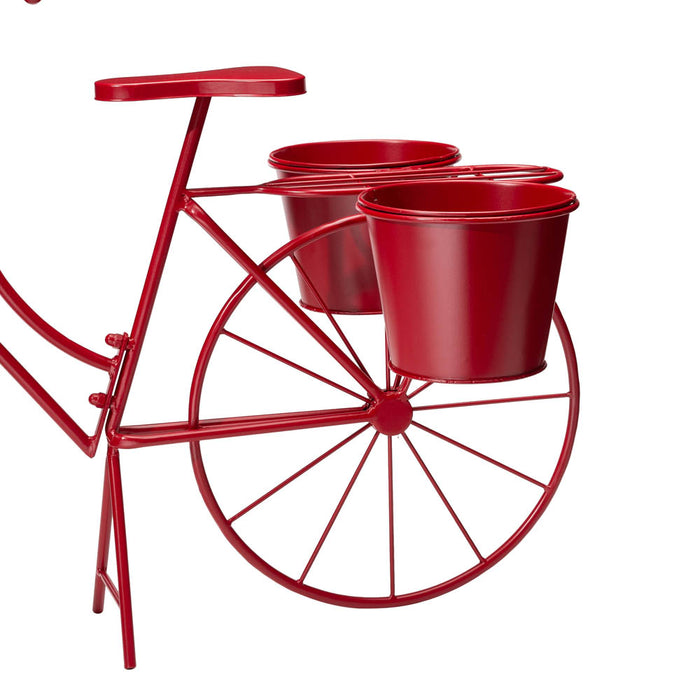 19"H Hand Painted Red Metal Bicycle Plant Stand