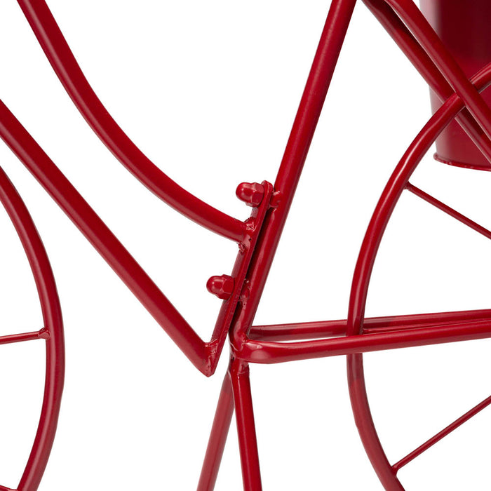 19"H Hand Painted Red Metal Bicycle Plant Stand
