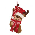 19"L Handmade Hooked 3D Reindeer Christmas Stocking