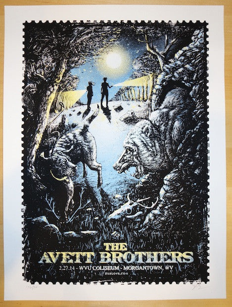 2014 Avett Brothers - Morgantown Concert Poster by Zeb Love
