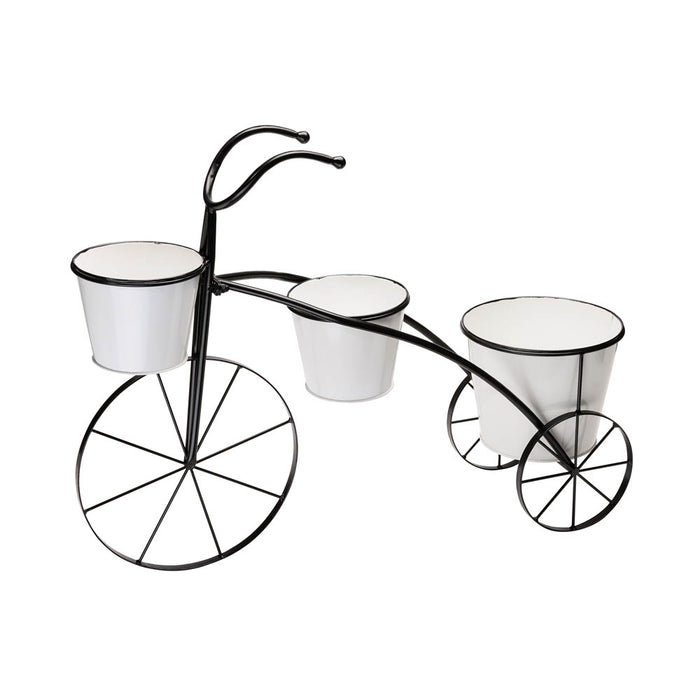 20.5"H White & Black Metal Enamel Bicycle Planter Stand