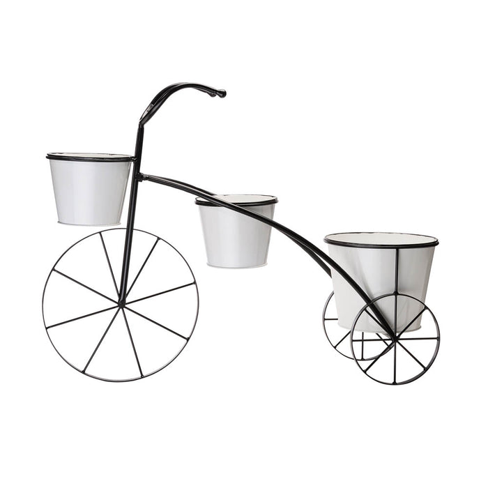 20.5"H White & Black Metal Enamel Bicycle Planter Stand