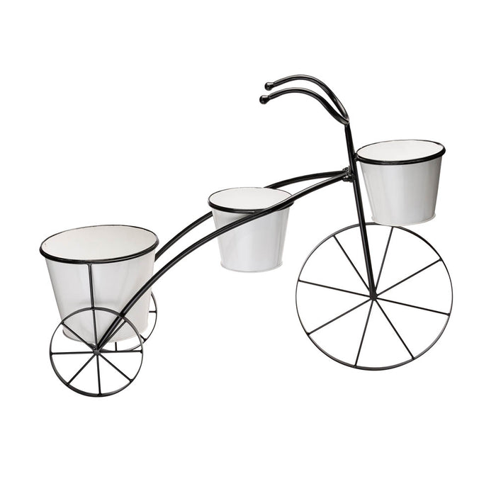 20.5"H White & Black Metal Enamel Bicycle Planter Stand