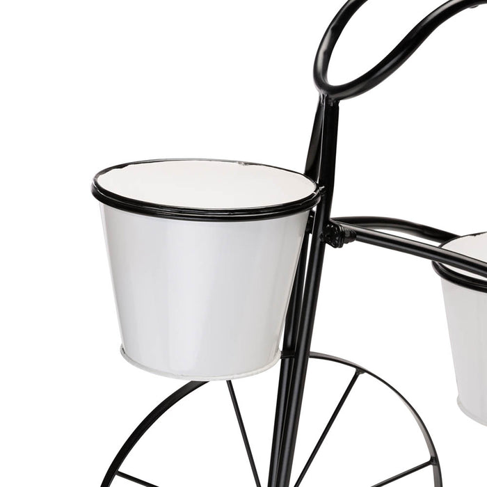 20.5"H White & Black Metal Enamel Bicycle Planter Stand