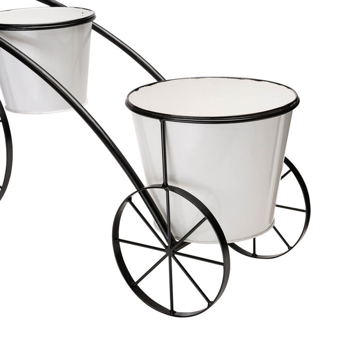 20.5"H White & Black Metal Enamel Bicycle Planter Stand