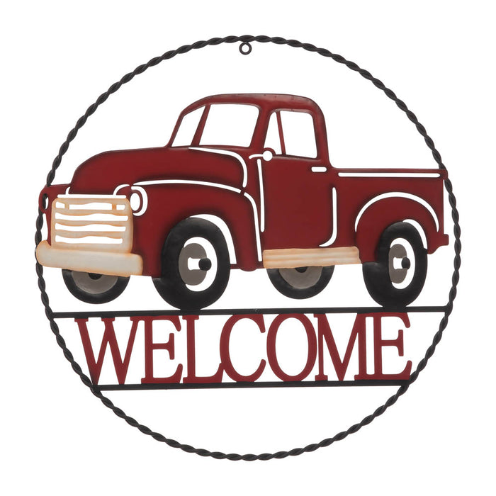20"D Farmhouse Metal Truck "WELCOME" Sign Wall Decor