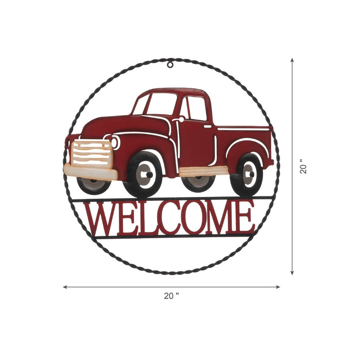 20"D Farmhouse Metal Truck "WELCOME" Sign Wall Decor