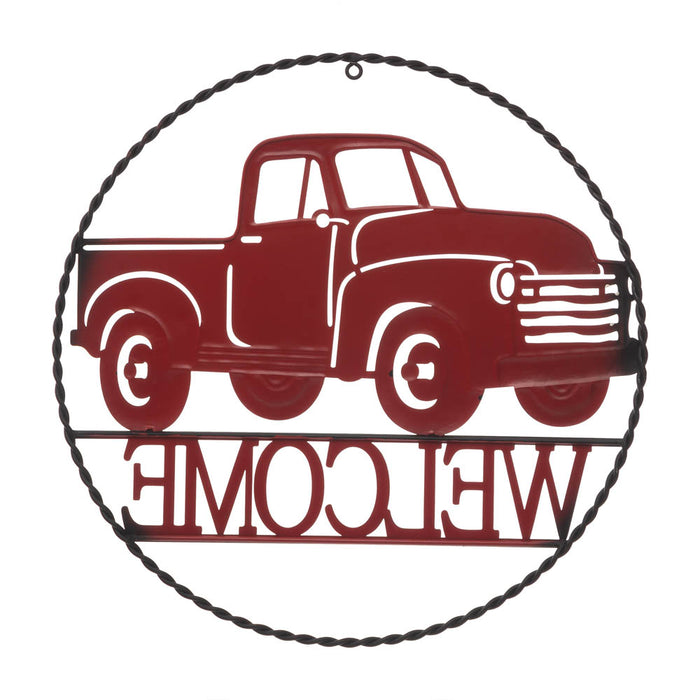 20"D Farmhouse Metal Truck "WELCOME" Sign Wall Decor