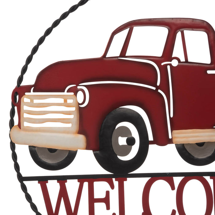 20"D Farmhouse Metal Truck "WELCOME" Sign Wall Decor
