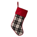 20"L Black & White Plaid Fabric Christmas Stocking