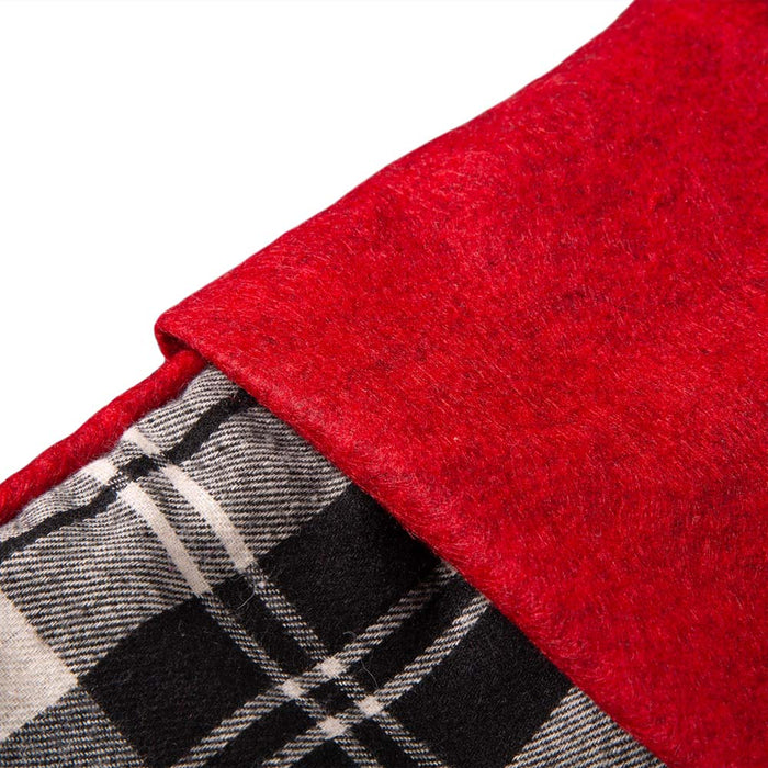 20"L Black & White Plaid Fabric Christmas Stocking