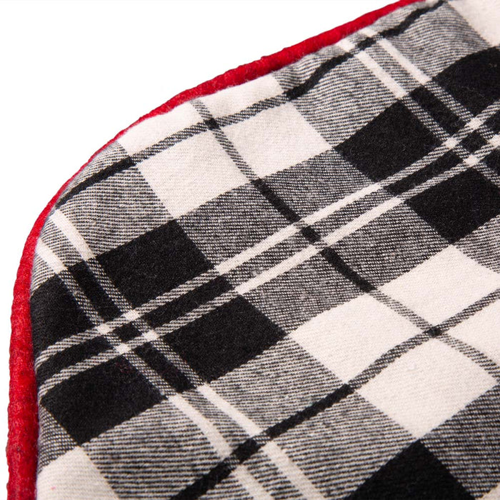 20"L Black & White Plaid Fabric Christmas Stocking