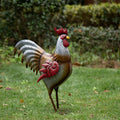 21.25"H Farmhouse Rustic Galvanized Metal Rooster Statue Décor