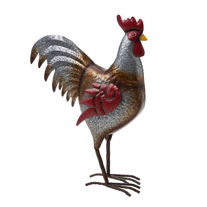21.25"H Farmhouse Rustic Galvanized Metal Rooster Statue Décor