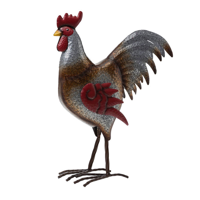21.25"H Farmhouse Rustic Galvanized Metal Rooster Statue Décor