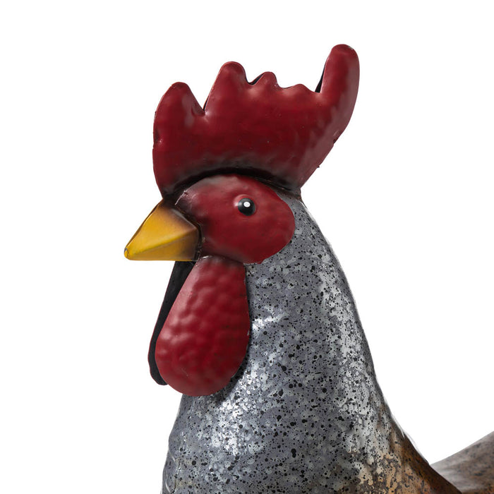 21.25"H Farmhouse Rustic Galvanized Metal Rooster Statue Décor