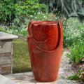 21.25"H Red Ceramic Pot Fountain with Pump and LED Light