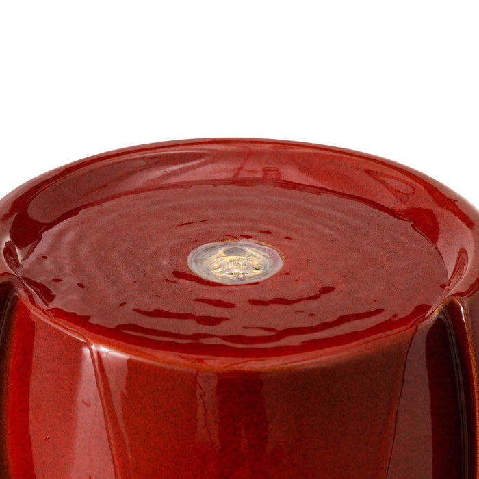 21.25"H Red Ceramic Pot Fountain with Pump and LED Light