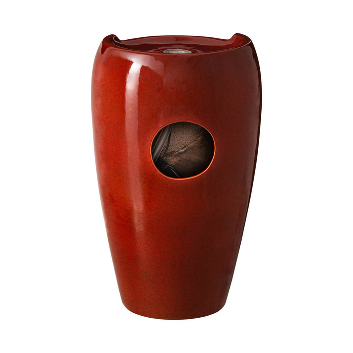 21.25"H Red Ceramic Pot Fountain with Pump and LED Light