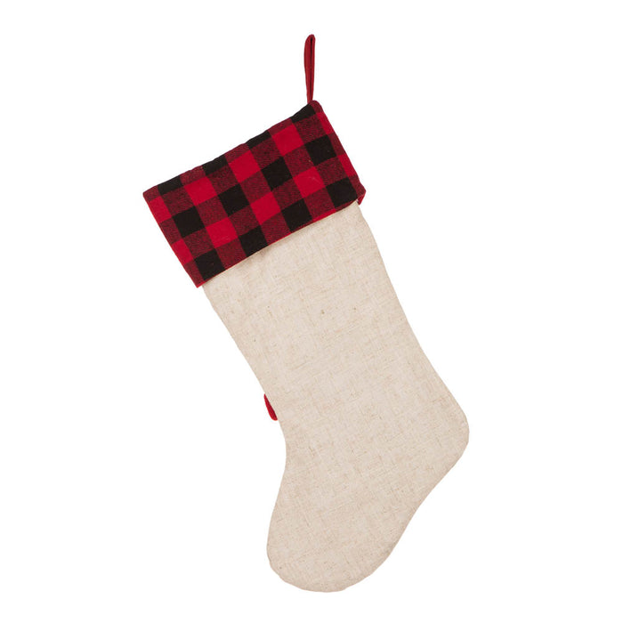 21''L LED Embroidered Linen Christmas Stocking - Cat