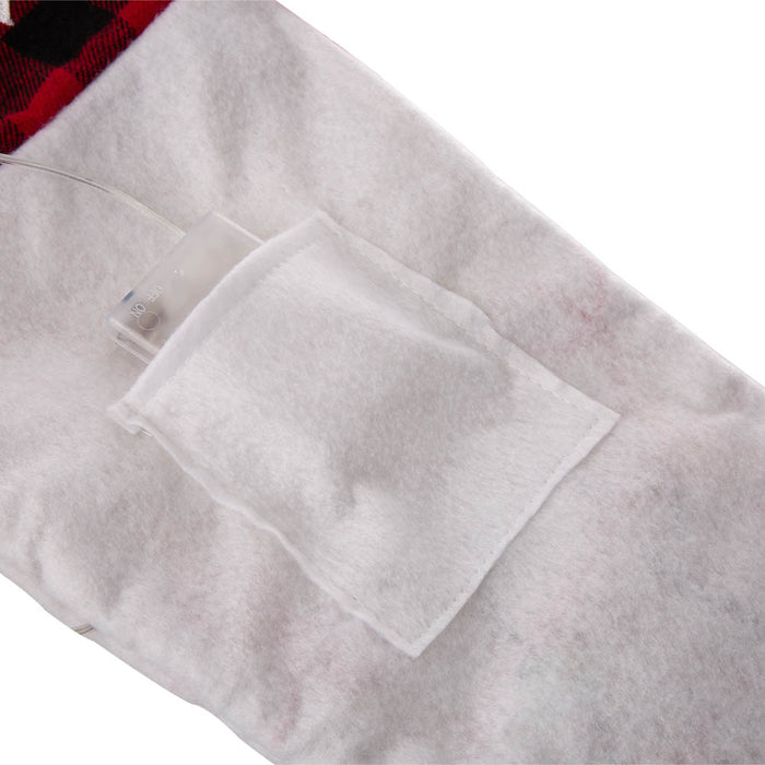 21''L LED Embroidered Linen Christmas Stocking - Cat