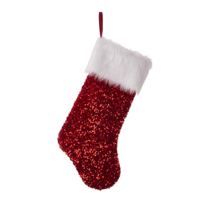 21"L Red Sequin Christmas Stocking