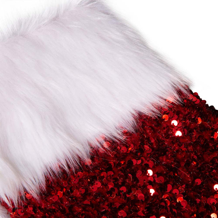 21"L Red Sequin Christmas Stocking