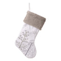 21"L White Fleece with Christmas Tree and Snowflake Stocking